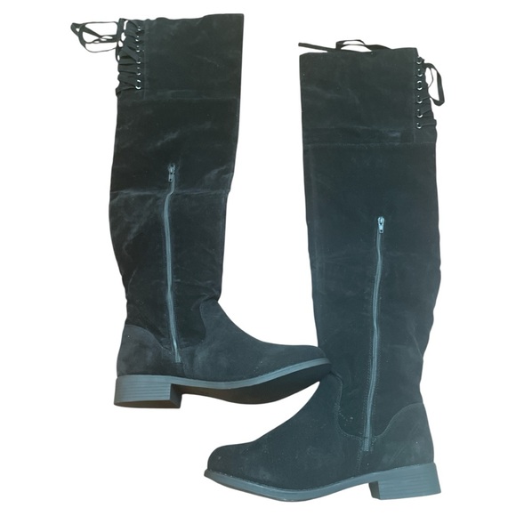 NEW SHOE DAZZLE MALYA OVER THE KNEE BOOTS WITH LACE UP DETAIL - Picture 3 of 7